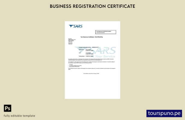listo para imprimir certificado de liquidación de impuestos de Sudáfrica Plantil